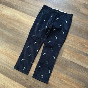 Castaway Nantucket Island Martini Glass Corduroy Pants Navy Blue Men's Sz 36x30